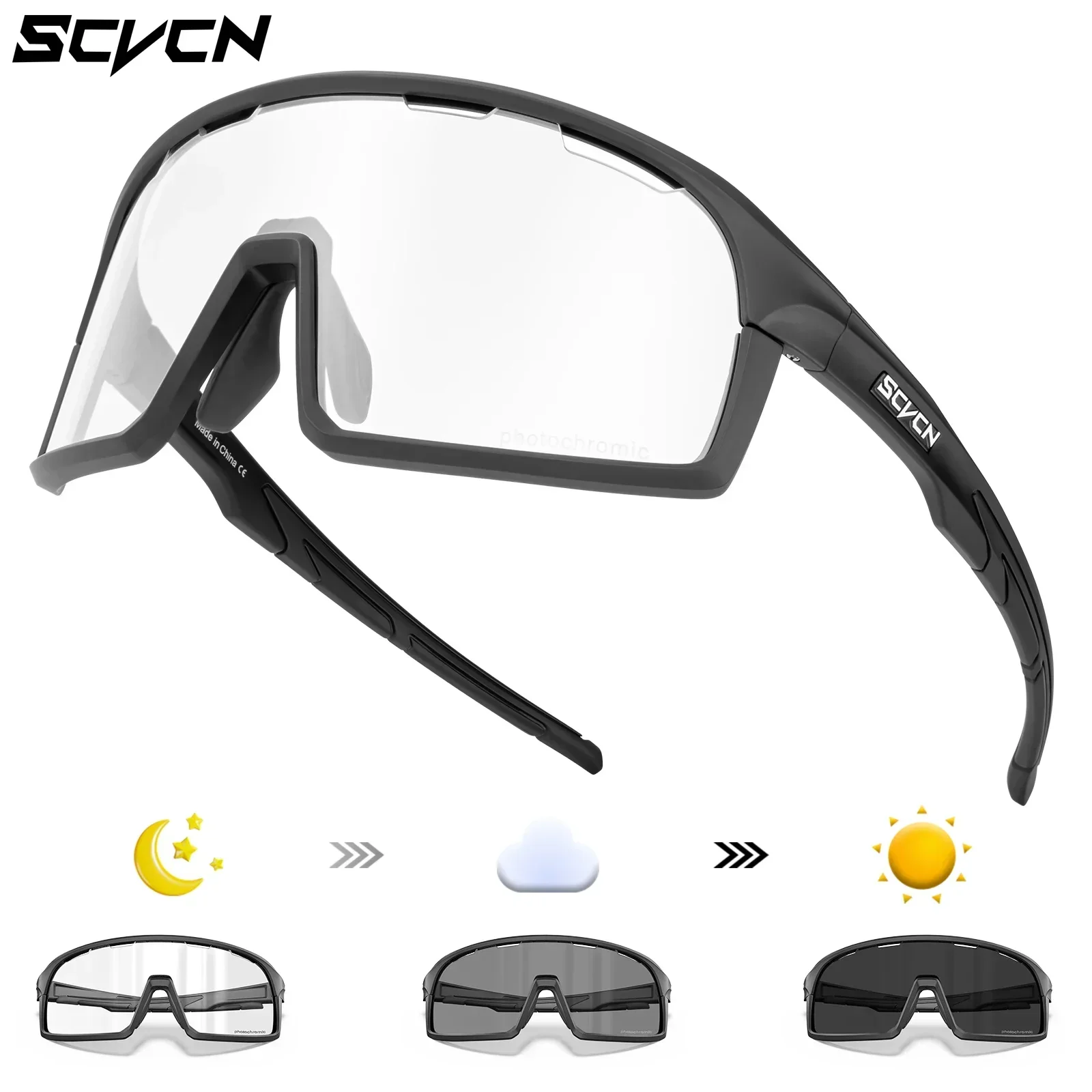 AliExpress SCVCN Photochromic Cycling Sunglasses for Man Blue Outdoor Sports Bike Glasses MTB Glasses Hiking Eyewear Bicycle Goggles UV400