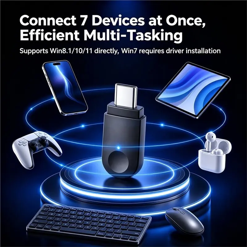 Efficient Type-C For PC Keyboard Speaker Headset Audio Bluetooth 6.0 Adapter Free Driver AAC Decoding Dongle