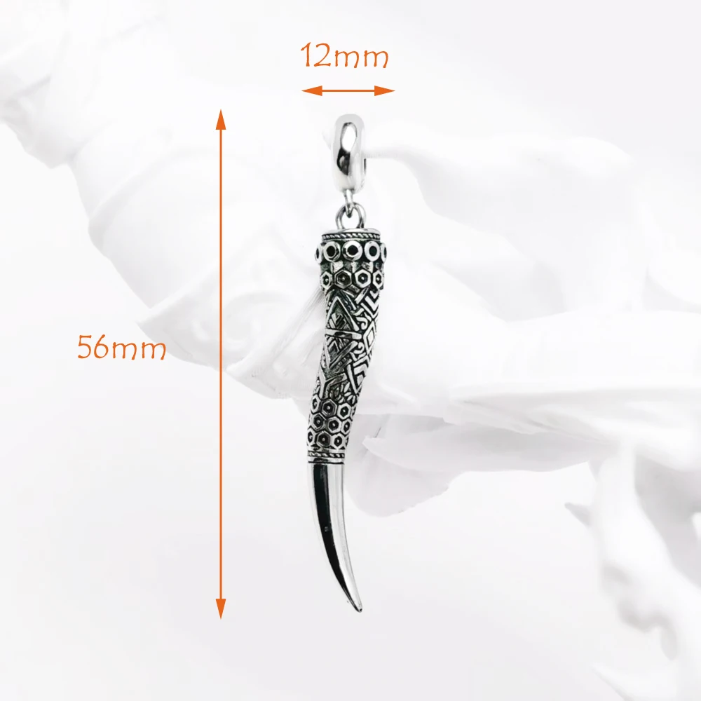 القرن النمر الأسنان قلادة خمر المجوهرات الجميلة النقي 925 الفضة الاسترليني تميمة هدية للمرأة والرجال