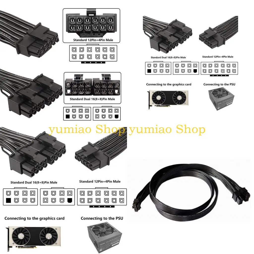 587B Durable 2x 8Pin Male to 12VHPWR PCIE5.0 16Pin ATX3.0 Power Cable for RTX4080