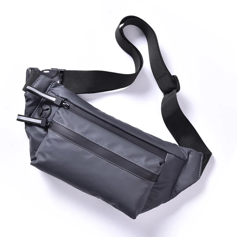 Men Black Waterproof Outdoor Waist Bag Casual Travel Sports Chest Bag Fanny Pack Fashion Crossbody Bag Nylon Bum Pouch