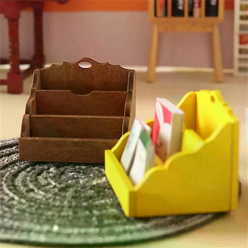 1:12 Dollhouse Miniature Desktop Storage Rack Organizer Box Bookshelf Home Model Decor Toy Doll House Accessories
