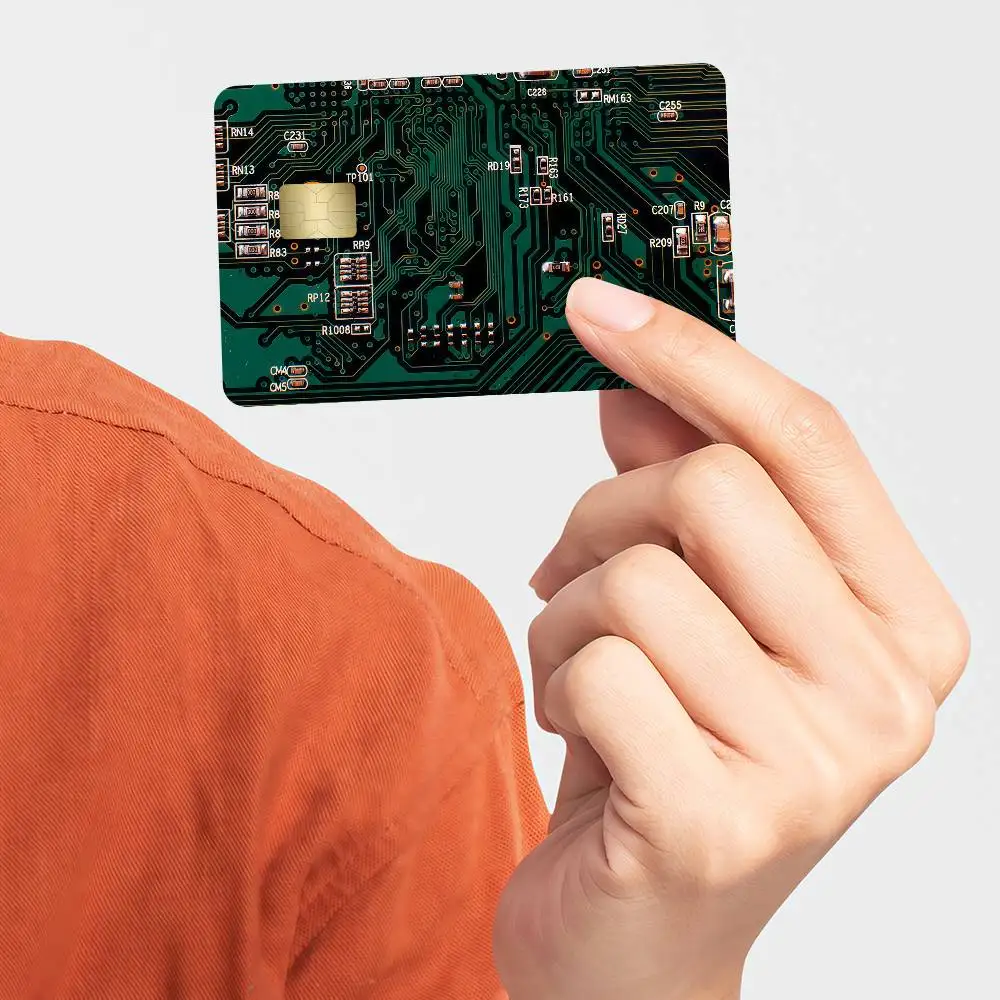 Fshion Circuit Board Bank Credit Cards Bus Pass Stickers Cool Decoration Waterproof 4PCS Card