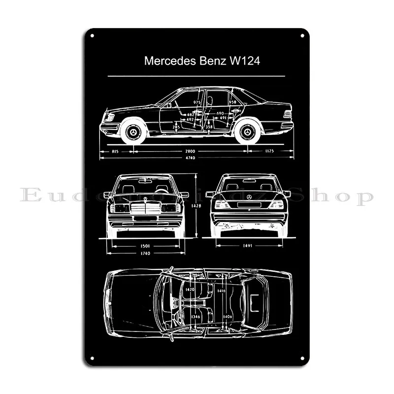 W124 T Shirt Metal Plaque Poster Garage Create Cave Designer Bar Tin Sign Poster