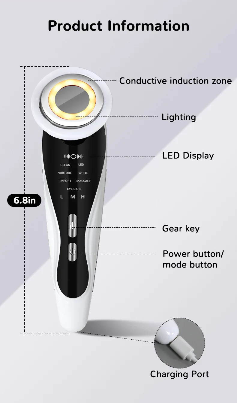 7in1 Face Lift Devices Microcurrent Skin Rejuvenation EMS Facial Firming Massager Face Beauty Care LED Light Therapy Apparatus