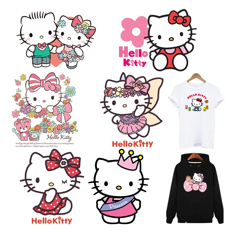 Cute Hello Kitty patches thermocollant DIY Sewing for children heat transfer stickers