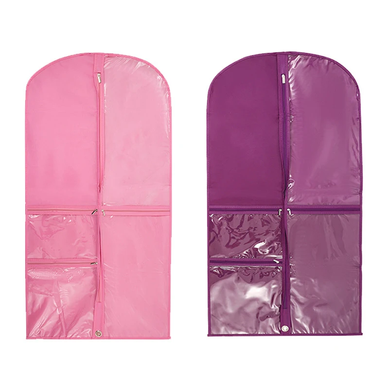 

Breathable Non-woven Fabric Dance Garment Bags for Dancers with Pockets Pink Purple Black Kids Dance Competition Hanging Clothes