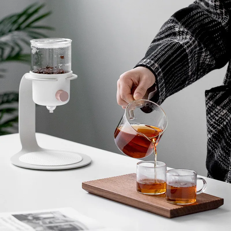 Household Integrated Glass Drip Filter Cup Fresh Ground Coffee Extractor Large Simple Floral Tea Infuser Kettle
