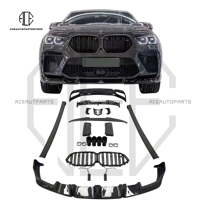 Carbon Fiber For BMW  F96 X6M LD Design Body Kit Front Bumper Lip Rear Diffuser Spoiler Exhaust Tip Side Skirt