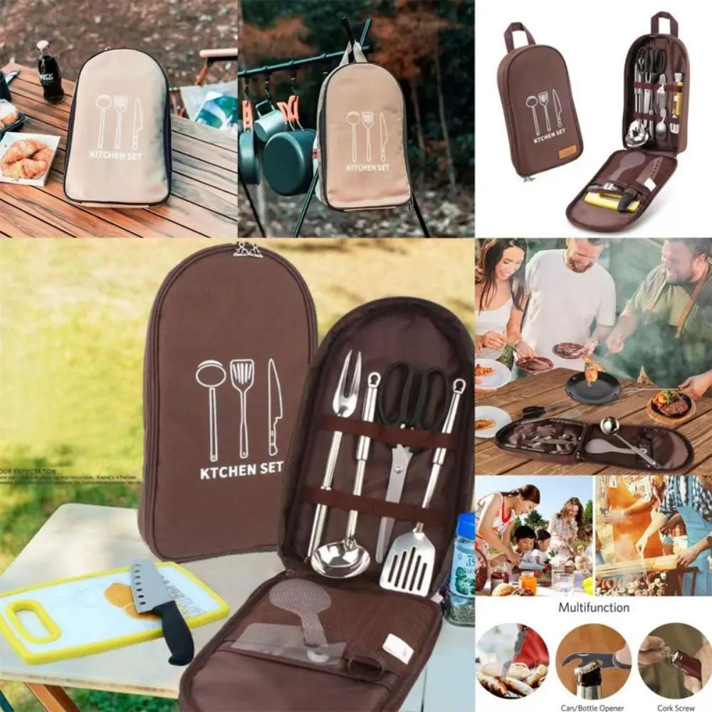 Large Capacity Camping Cookware Bag No Tableware Multi-layer Picnic Cooking Bag Container Bag BBQ Tableware Pouch