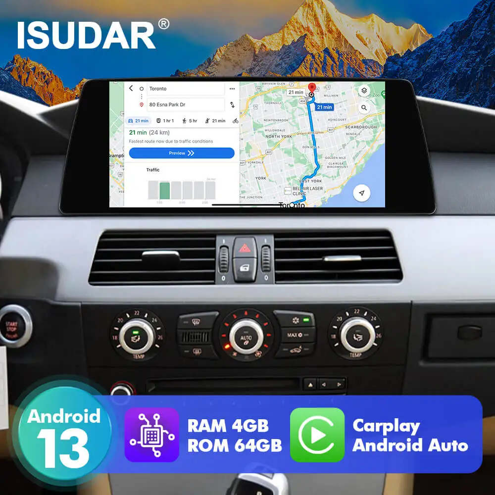 

ISUDAR 10.33” Android 13 Car radio For BMW 5 Series E60/E61/E62 2004-2008 CCC Car Player Multimedia GPS Navigation carplay auto