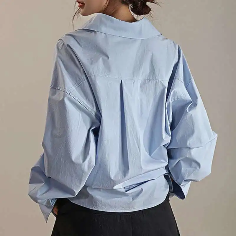 KWTX حزام تجمع الخصر تصميم قمصان للنساء التلبيب واحدة الصدر مكتب سيدة صالح البلوزات بلوزات على الموضة 2025 ربيع جديد