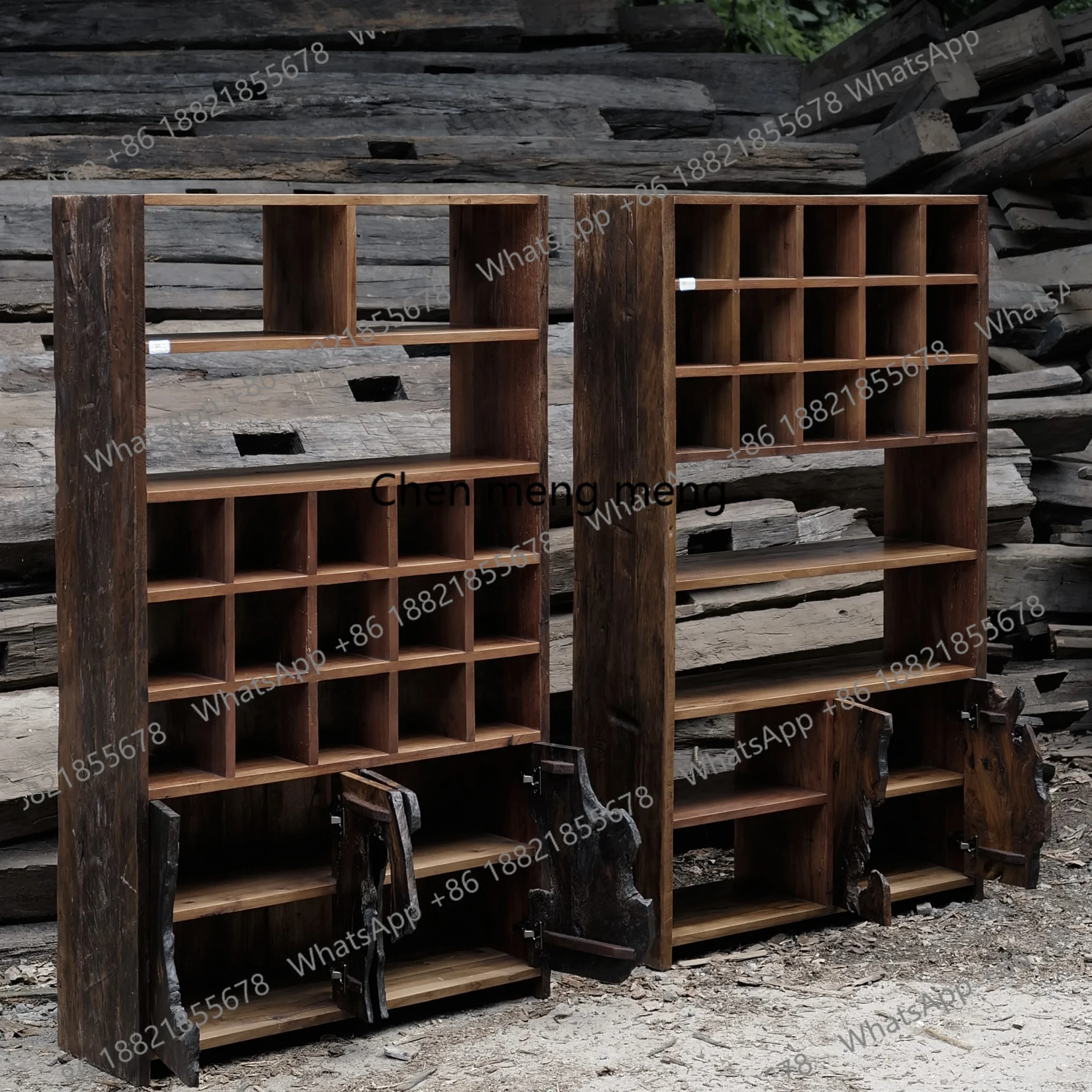H Log Bogu rack display rack, tea storage rack, household lattice, hole-feeling cabinet, surprised by the quiet wind