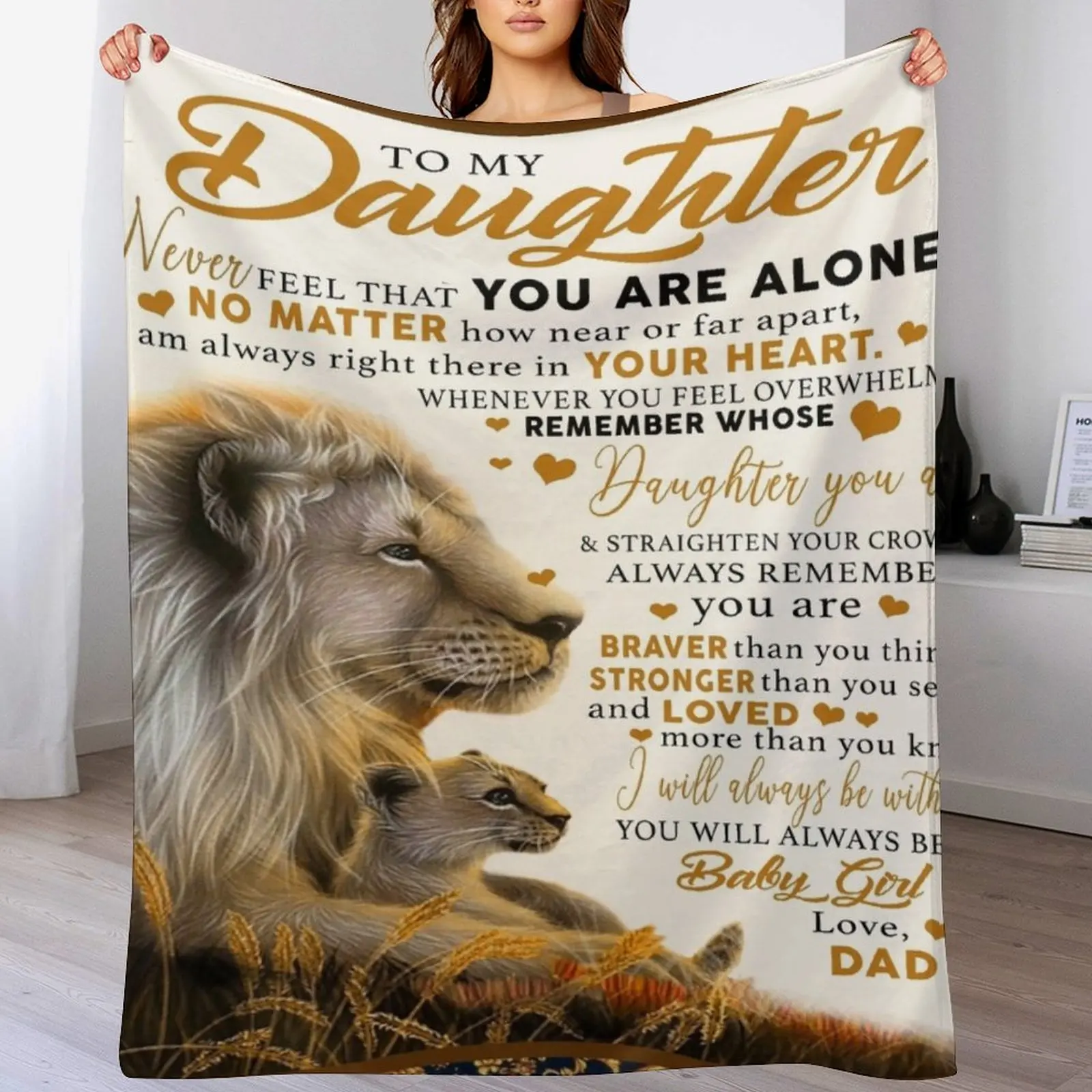 to my daughter never feel that you are alone no matter how near or far apart- love dad Throw Blanket Luxury Brand Blankets