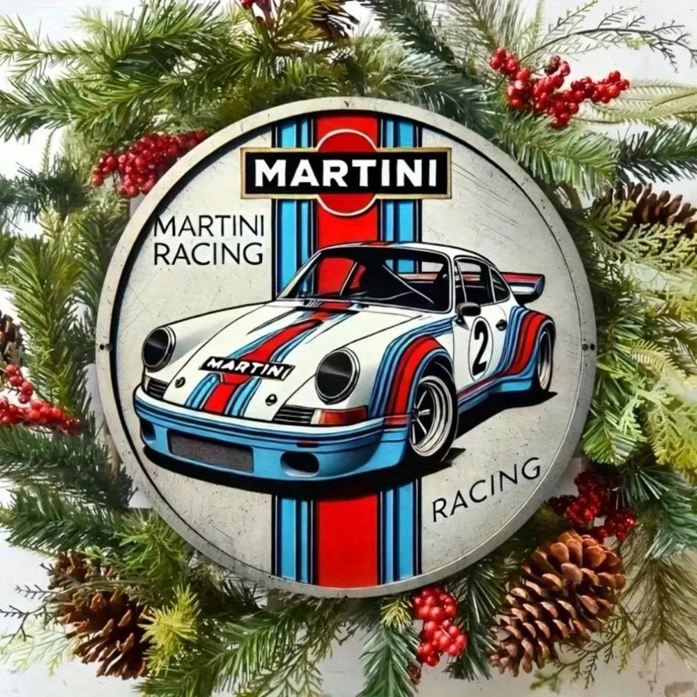 Panneau Métallique 2D Flat Martini Racing, Décoration Murale Sculptée, Idéal Cadeau Maison Et Bar