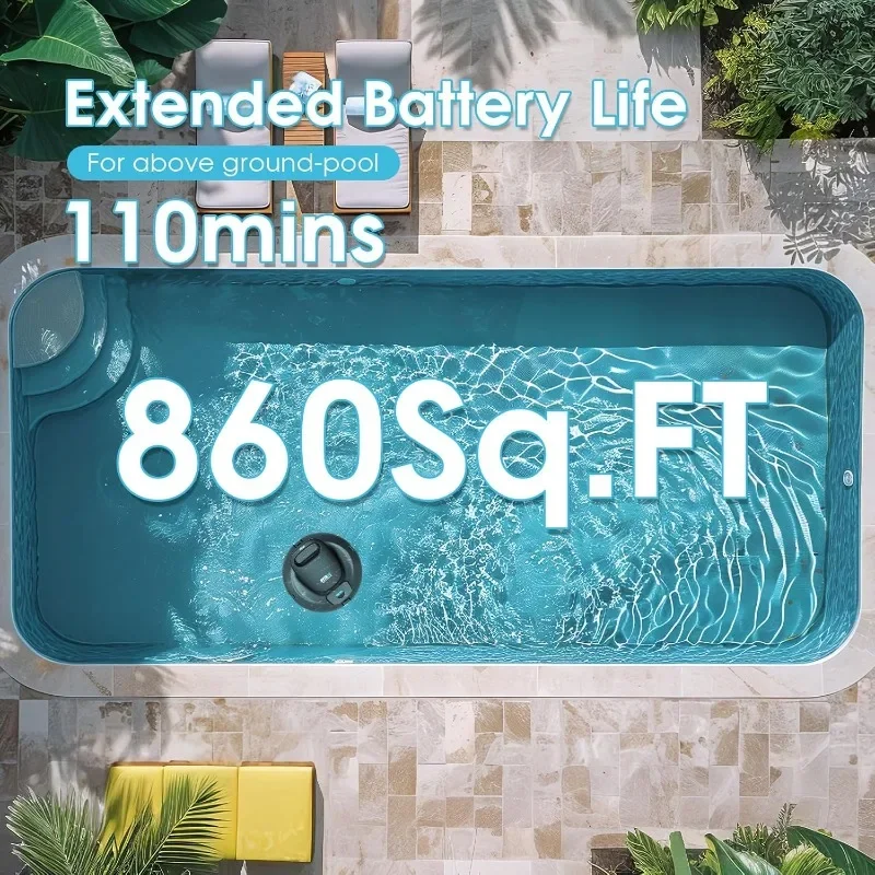 Spider Cordless Automatic Pool Cleaner Robot, Automatic Pool Vacuum with Dual Motors,for 861 Sq Ft Coverage Above Ground Pool