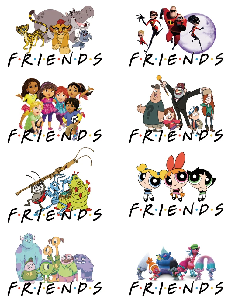 9pcs/lot Disney Movie Cartoon friends Patches for clothes DIY Sewing Decoration iron on transfer vinyl stickers