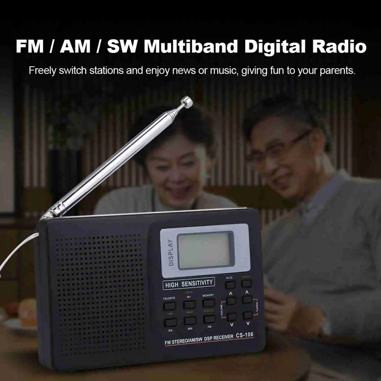 External Antenna Time Display Portable Radio AM FM SW Multiband Digital Display Short  Radio with Clock and Alarm Function