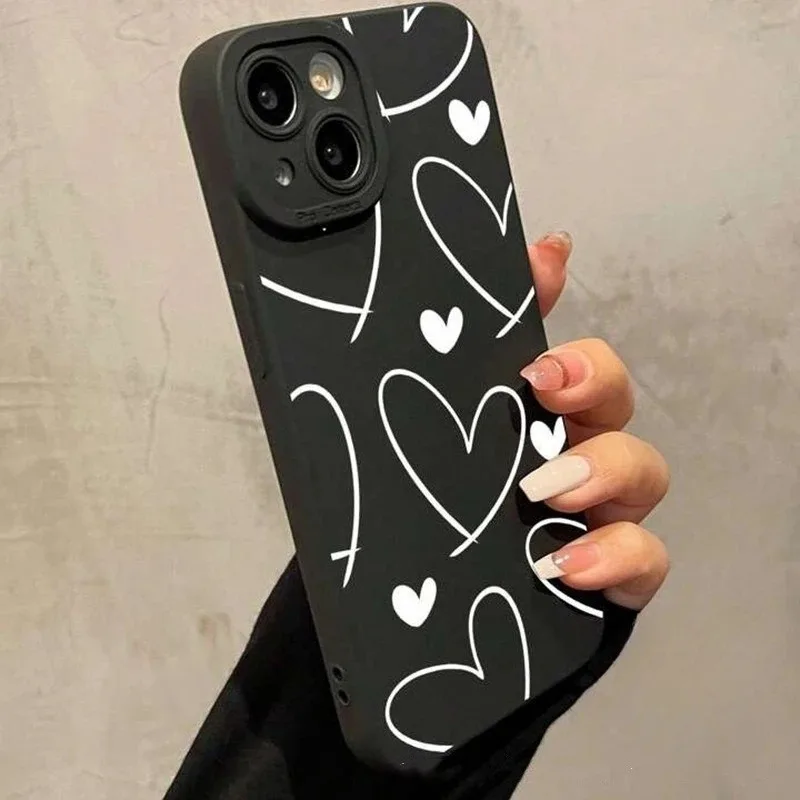 

Simple White Heart Phone Case For Vivo Y21D Y29 Y29S Y29T Y19 Y19E Y19S Y300 Plus GT Y300i Y300T Y04 Y04S Anti-fall Soft Cover