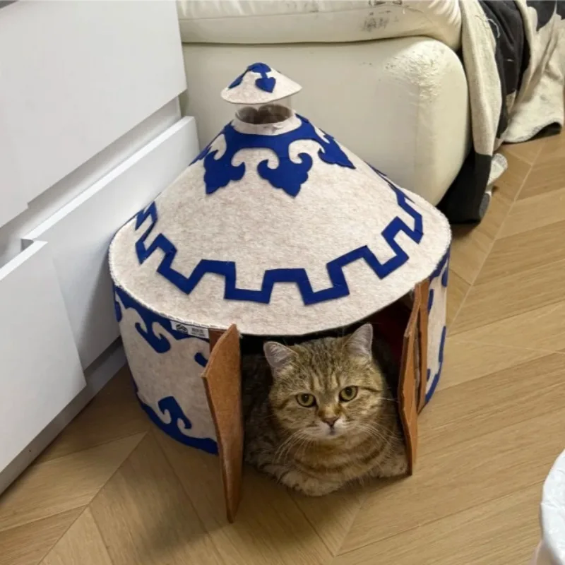 Cama cueva cálida de fieltro para gatos y perros pequeños - imagen 2