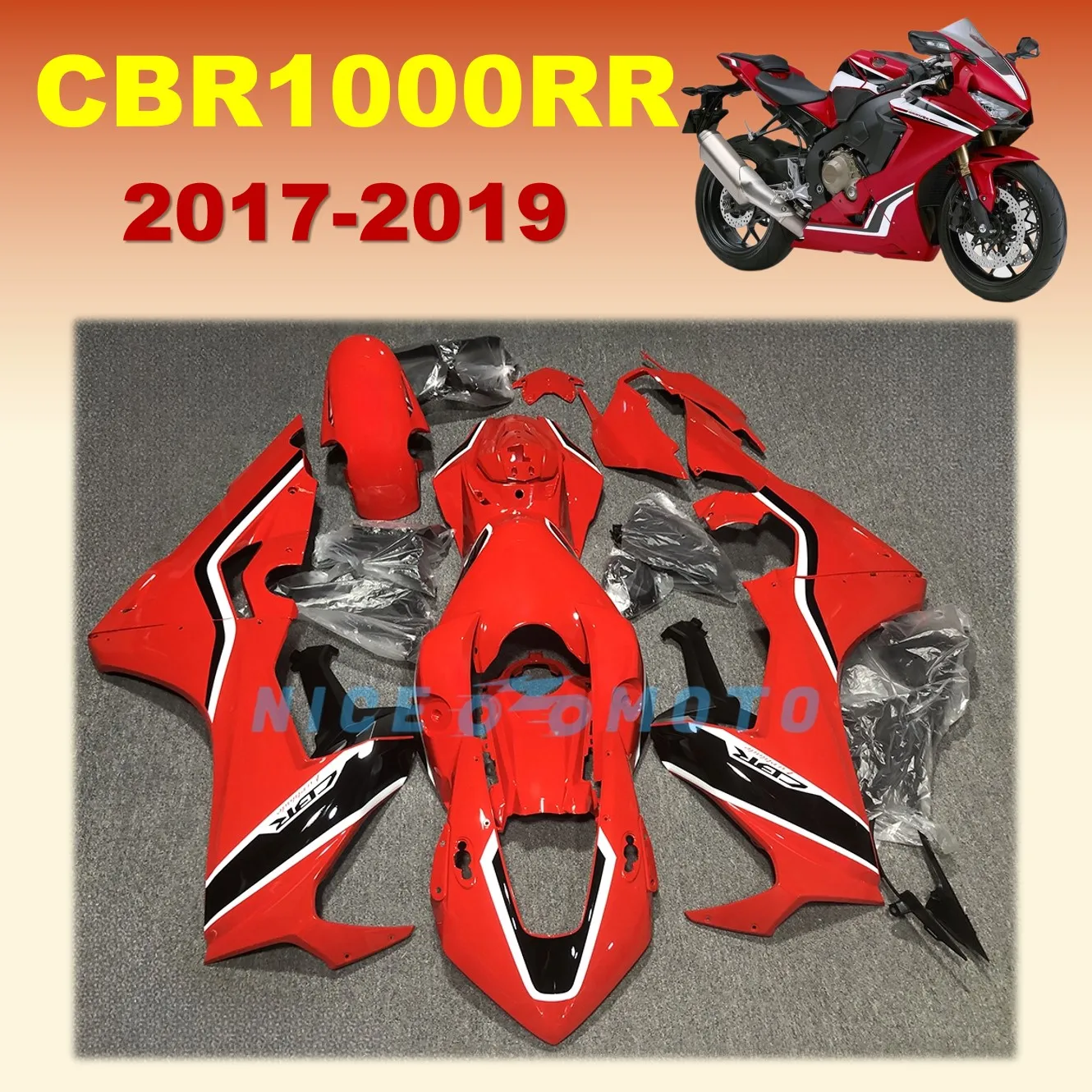 Fit for  HONDA CBR1000RR 2017 2018 2019 CBR1000 RR 17 18 19 Years Motorcycle Fairing Injection Mold Bodywork Housing Red Black