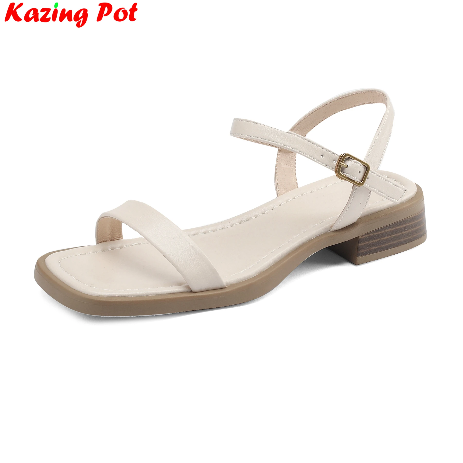 Big Size 34-43 Cow Leather Peep Toe Summer Shoes Med Heels Retro Dating Vacation Chic Office Lady Slingback Modern Women Sandals