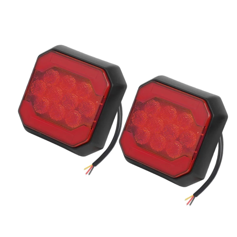 2PCS 12-24V Square LED Tail Light Left and Right Universal For trucks trailers semi trucks vans buses lorries RVs SUVs pickups