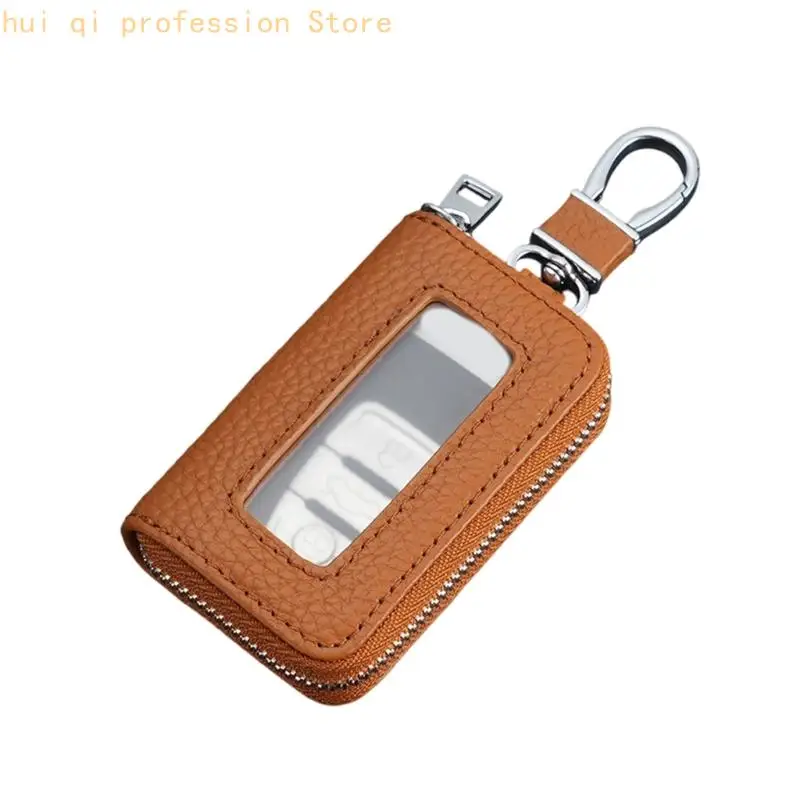 Retro-Business-Stil Autoschlüsselhalter PU-Ledertasche mit Schnellzugriffsfenster H8WE – Detail 9