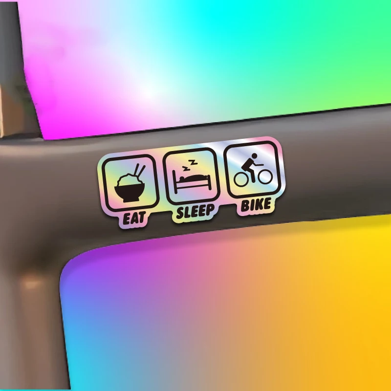 2pics EAT SLEEP BIKE Bicycle Frame Sticker Top Tube Seat Tube Fork Sticker MTB Road Bike Decals Cycling Decorative Waterproof