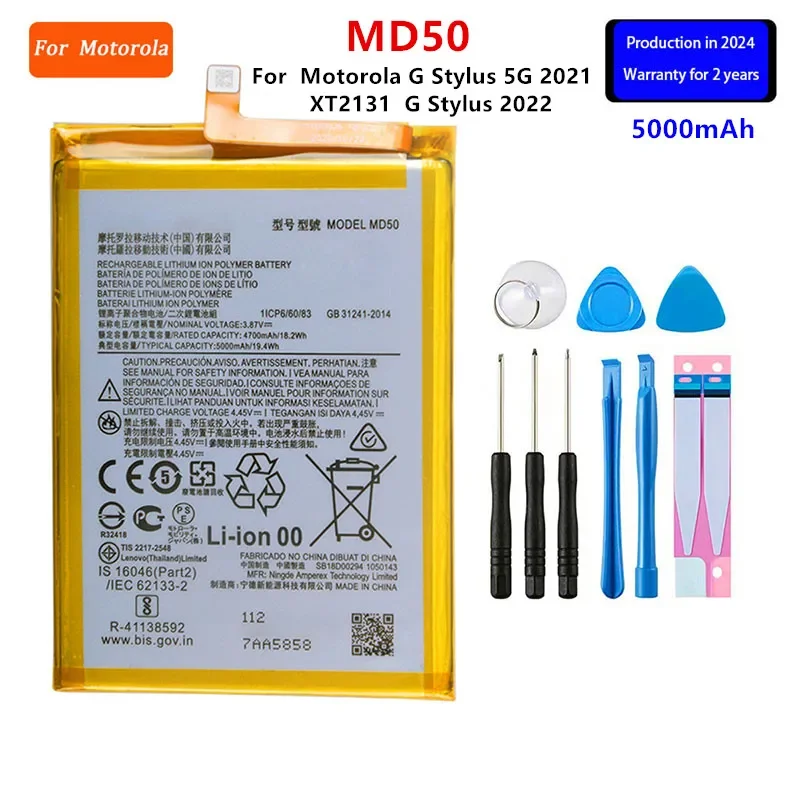 Battery KX50 NT40 PD50 PG50 MD50 For Motorola MOTO G Stylus 2020  Pure 2021 Power 5G 2023 Stylus 5G 2023 Phone Batteries+Tools