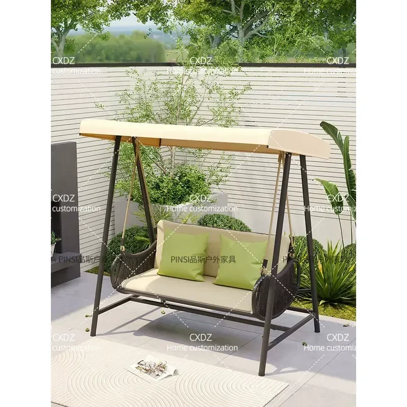 Outdoor Aluminum Alloy Hanging Swing Chair Single Double Seat for Balcony Courtyard Villa Yard Casual Rocking Hammock Basket