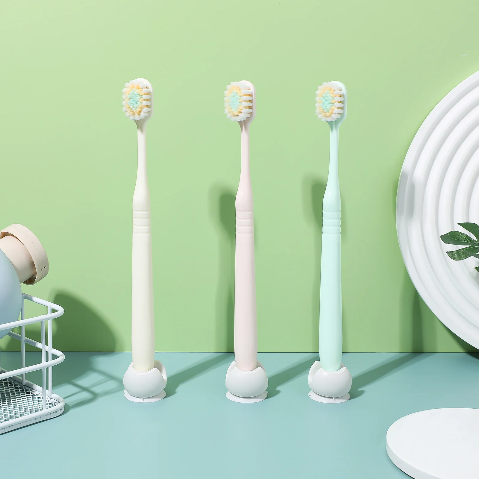 

6 pcs Suction Kids Bathroom Suction Cup Toothbrush Holder Mirror Cup Single Toothbrush Holders Wall Plastic Storage