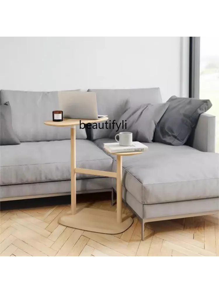 Solid Wood Bed Side Rotatable Table Creative Home Storage Small Table Cabinet Simple European Modern Sofa Edge Coffee Table