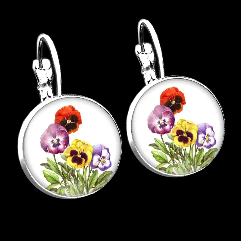 Boho Flower Drop Earrings For Women Cute Small Flower Stud Earrings For GIRL Party Birthday Glass Cabochon Earring Jewelry