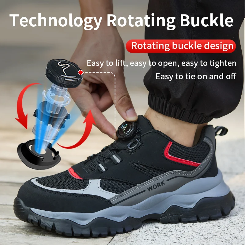 Mens Safety Shoes With Steel Toe Comfortable Boots Lightweight Breathable Sneakers Puncture Proof Anti-smash Outdoor Work Shoes