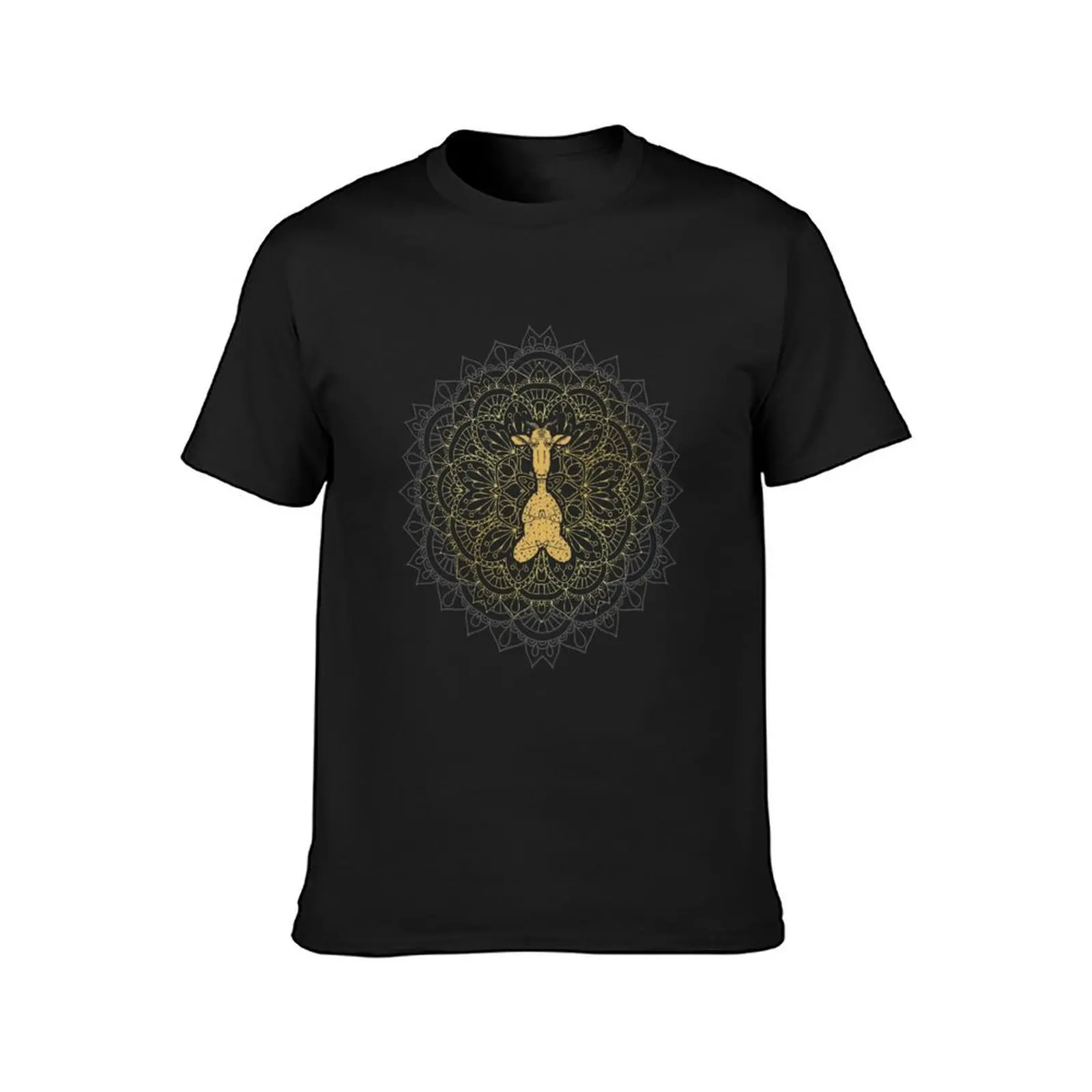 Zen Goat Meditating Mandala - Golden T-Shirt aesthetic clothes anime clothes Aesthetic clothing t shirts for men cotton