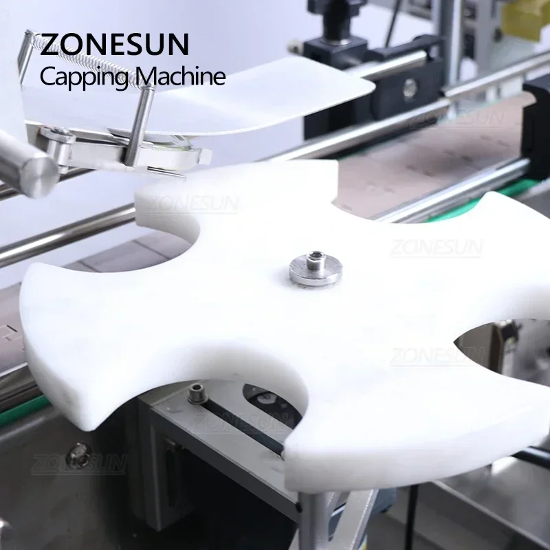 ZONESUN Automatic Glass Jar Capping Machine Twist-Off Screw Capper with Conveyor Belt for Jam Honey Sauce Bottle Packing