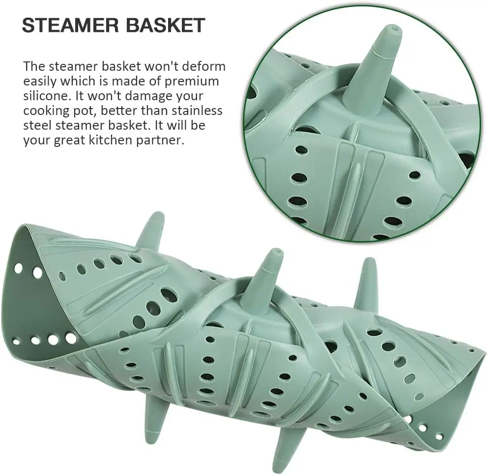 Silicone Steamer Basket Food Steamer Vegetable Fruit Food Basket with Handles Drain Basket temperature Resistant Steamer Rack