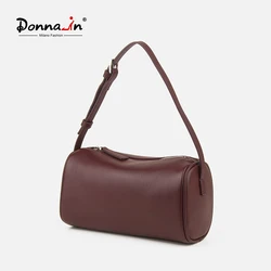 Donna-in Top Layer Cowhide Mini Handbag for Women Genuine Leather Red Calfskin Top Handle Bag with Extended Shoulder Strap