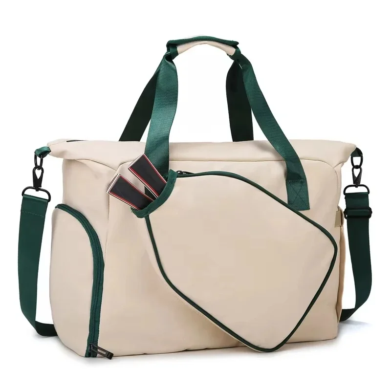 Pickleball Tote Bag Women Men Paddles Cover Holder Case Pocket External Ball Bag Shoulder Strap Fence Hook Beach Tennis Tote Bag
