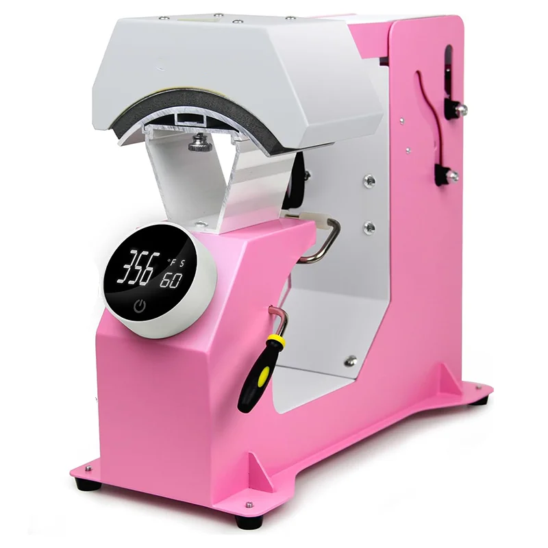 

Curved Coated Interchangeable Platens Auto Hat Heat Press Machine