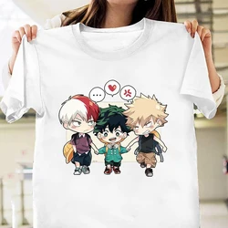 New Women Fashion Deku Todoroki Shoto Bakugou Katsuki Cartoon Print T-shirt Unisex Anime Clothing Casual O-neck Short Sleeve