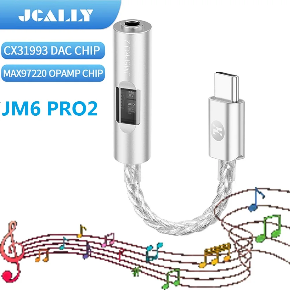 JCALLY JM6 Pro2 Digital Audio Adapter CX31993 DAC MAX97220 OPAMP Chip Hi-Fi Audio Decoder Type-C To 3.5mm Earphone Amplifier