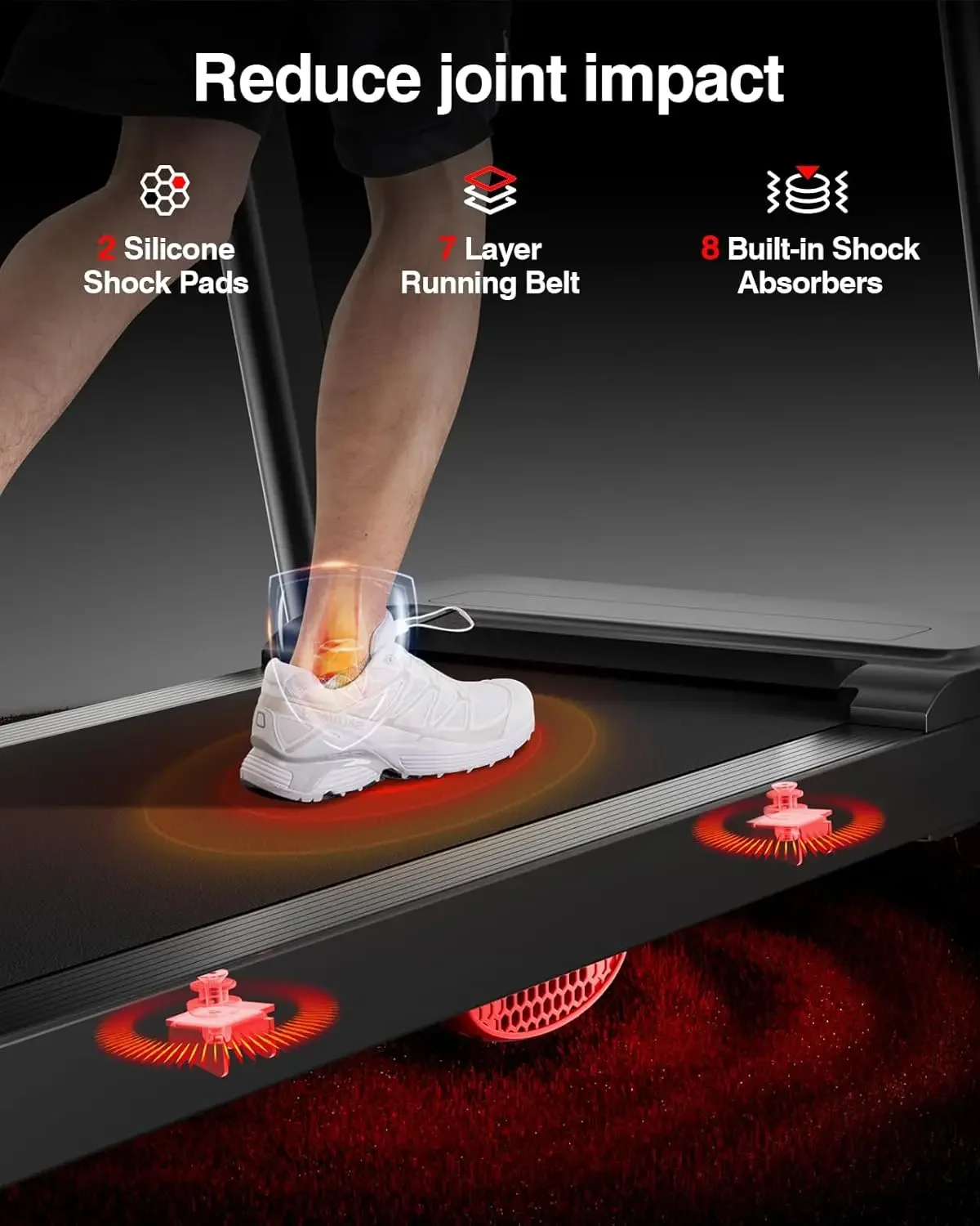 Tapis roulant per la casa, tapis roulant pieghevole silenzioso senza spazzole da 3,0 HP con sensore di frequenza cardiaca, sistema di doppio cuscino, capacità di peso di 300 libbre