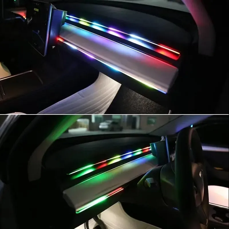 New Upgrade For Tesla Model Y 3 Highland RGB Ambient Light Kit Dashboard Center Console Center Stack APP LED Strips Neon Lamp