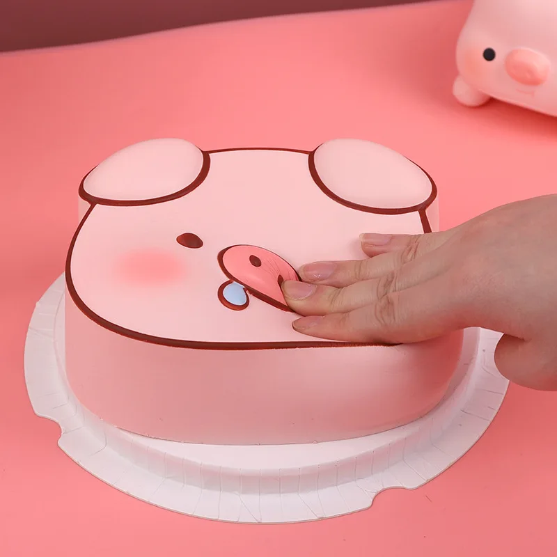 Cartoon Kawaii Roze Varken Cake Pu Langzaam Rebound Speelgoed Creatief Ins Schattige Roze Cake Varken Pinch Muziek Fidget Speelgoed Decompressie Speelgoed