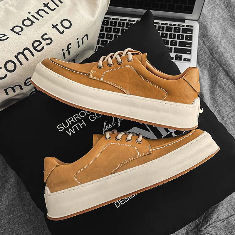 New Casual Shoes Genuine Leather  Men Soft Loafers Men Flats Comfortable Driving Shoes Lace Up Loafers Moccasins
