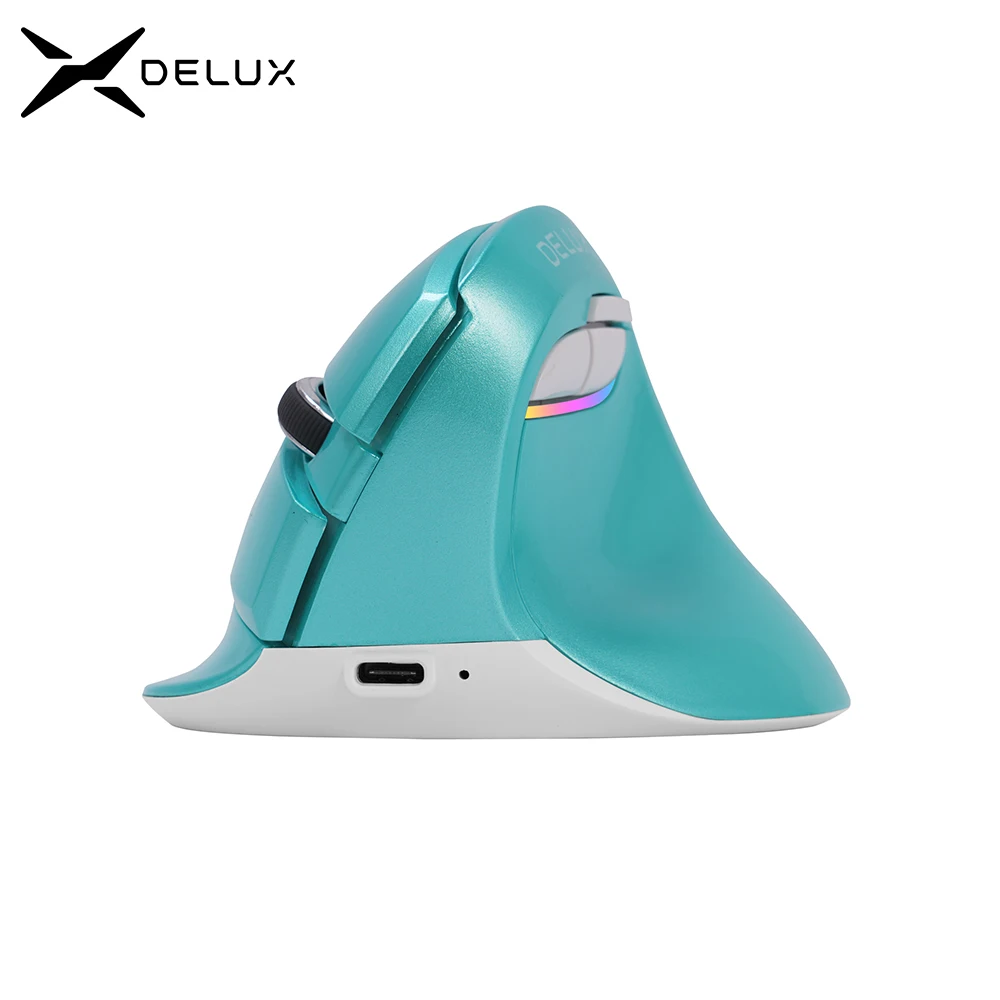 

Delux M618 Mini BT 4.0 Silent click Wireless Mouse 2400 DPI Ergonomic Rechargeable Vertical Mice with USB 2.4GHz Mode