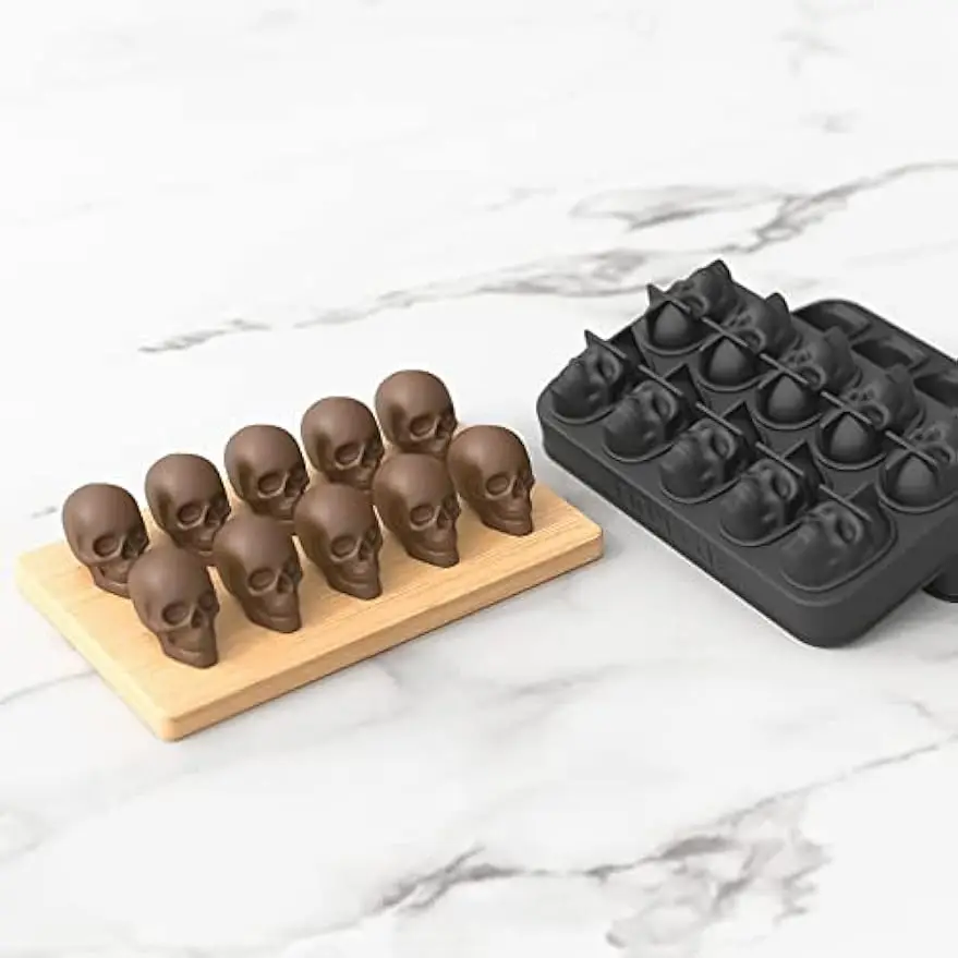 Cavity Skull Ice Mold Tray Silicone Ice Maker Cube Molds for Whiskey Cocktails Iced Tea Coffee Soap Baking Chocolate Candy Resin