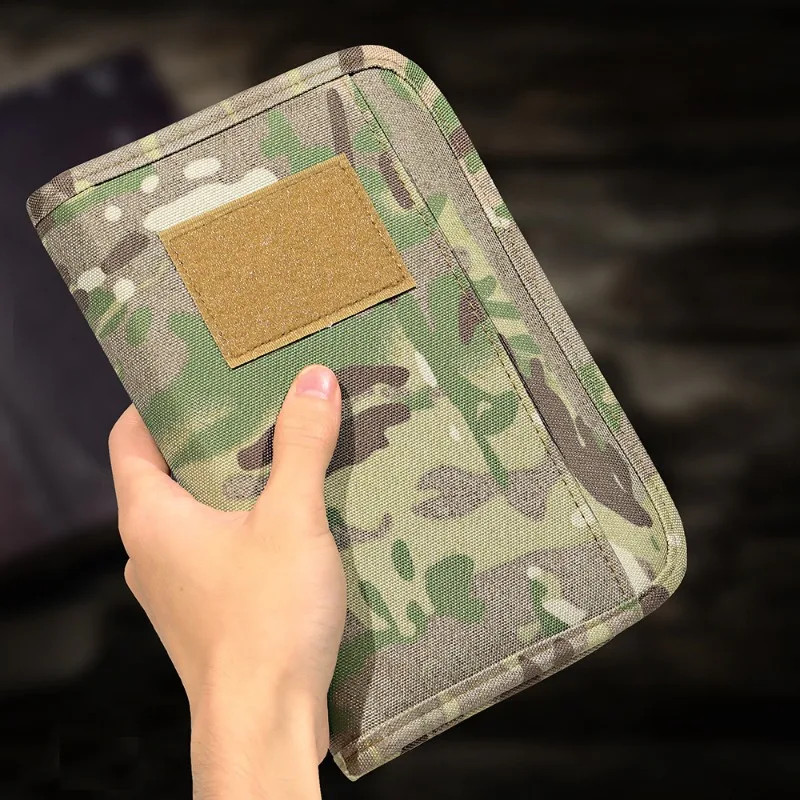 Outdoor Tactical Zipper Hardcover Notebook Refillable 6-Hole Ring Binder Padfolio for Field Office Business Gift